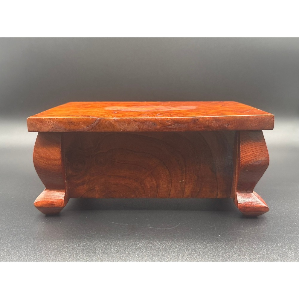Vintage Handmade Burl Wood Trinket Box Pedestal Feet 8x6x3.75 Rectangular Lid